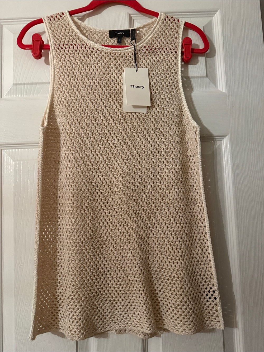 Woman Theory Mesh Tank Top Stone Ivory Color Size Large NWT